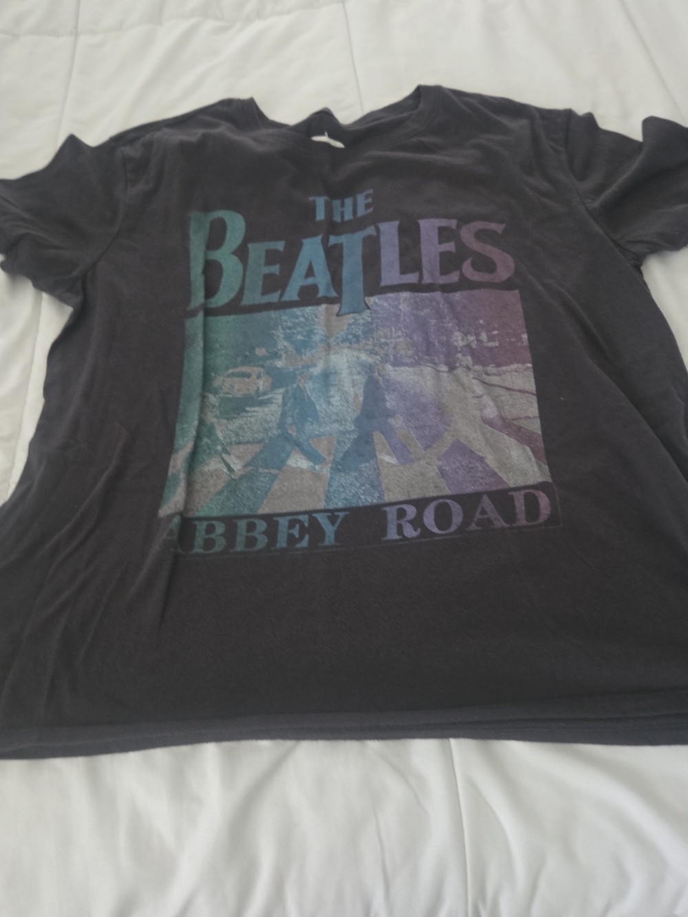 The Beatles Black Kids Abbey Road Graphic Tee with Teal & Purple Print